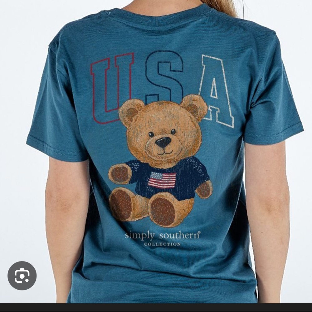 NWT Women Tshirt Tee Top Blue USA Graphic Patriotic Teddy Bear XXL NEW Plus Size